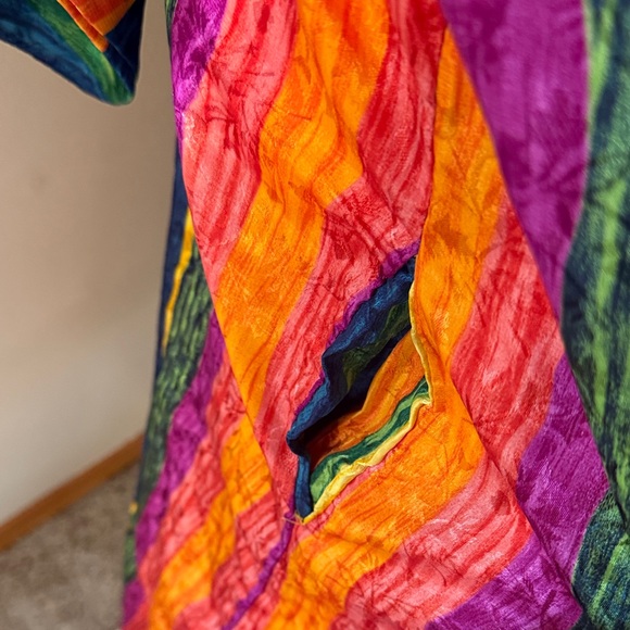 Rare Vintage One Hanes Place Striped Kaftan Dress - Picture 3 of 5